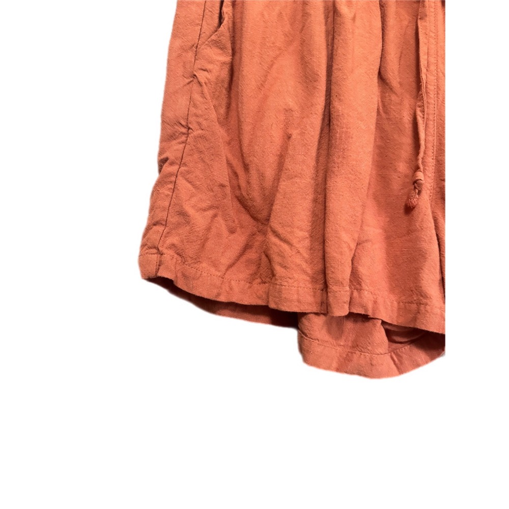 UEU Paperbag Shorts Women Medium Rust Orange Excellent Linen Blend Drawstring - Picture 3 of 6